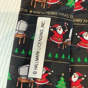Hallmark Festive Santa Tie - Black, Red, and Green